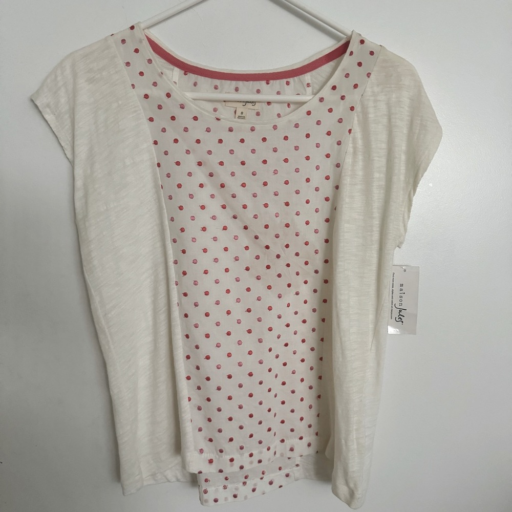 Maison Jules short sleeve tee with embroidered polka dots